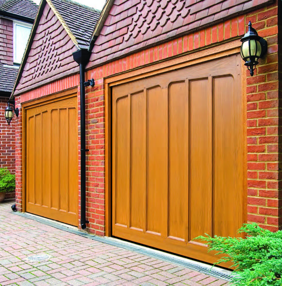 Wessex two Pembroke GRP woodgrain garage doors